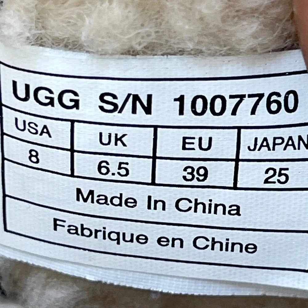 UGG Simmens Black Leather Shearling Lined Winter Boots 1007760 Womens 8